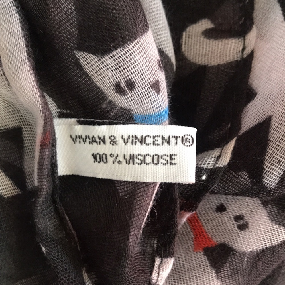 Vivian & Vincent black/cats infinity lightweight scarf crazy cat One Size - Picture 4 of 5